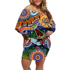 Personalised Tigers NAIDOC Week 2024 Off Shoulder Short Dress Australia Aboriginal Dot Painting