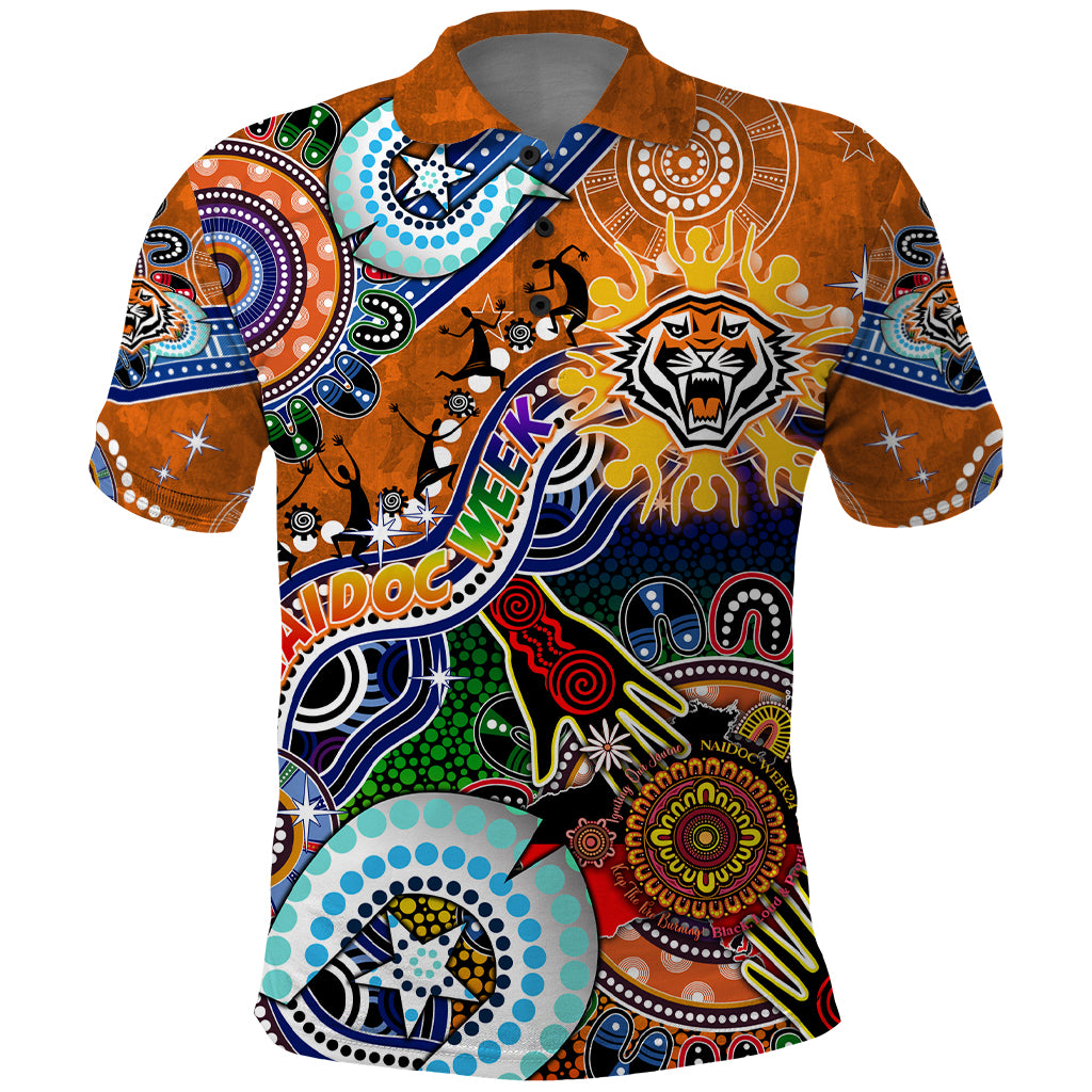 Personalised Tigers NAIDOC Week 2024 Polo Shirt Australia Aboriginal Dot Painting