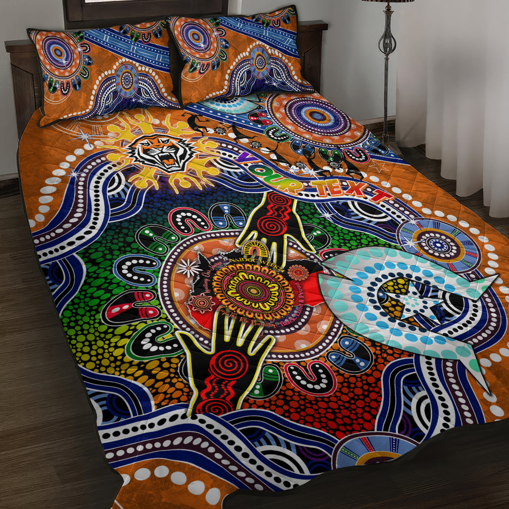 Personalised Tigers NAIDOC Week 2024 Quilt Bed Set Australia Aboriginal Dot Painting
