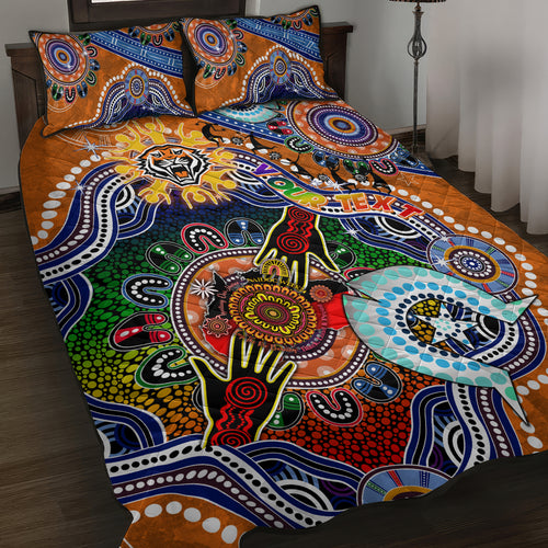 Personalised Tigers NAIDOC Week 2024 Quilt Bed Set Australia Aboriginal Dot Painting
