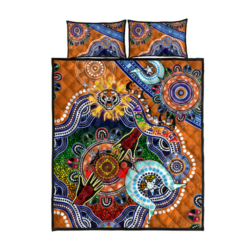 Personalised Tigers NAIDOC Week 2024 Quilt Bed Set Australia Aboriginal Dot Painting