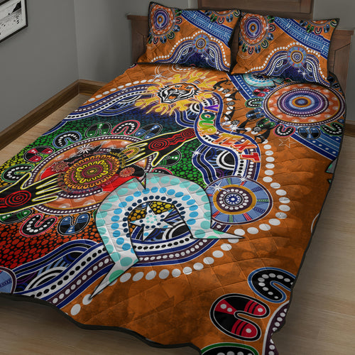 Personalised Tigers NAIDOC Week 2024 Quilt Bed Set Australia Aboriginal Dot Painting