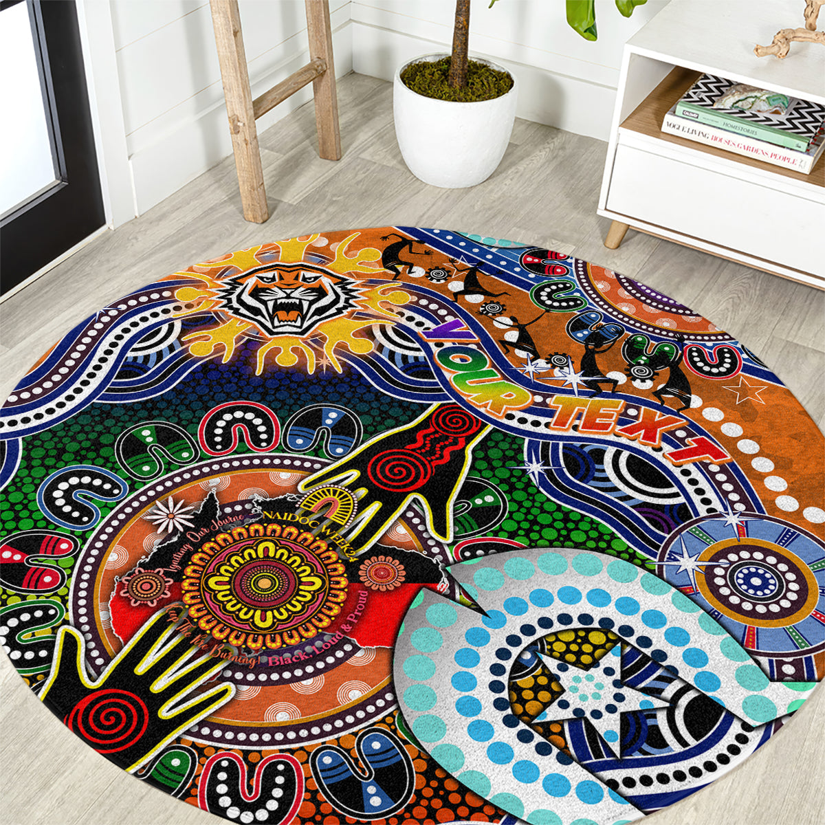 Personalised Tigers NAIDOC Week 2024 Round Carpet Australia Aboriginal Dot Painting