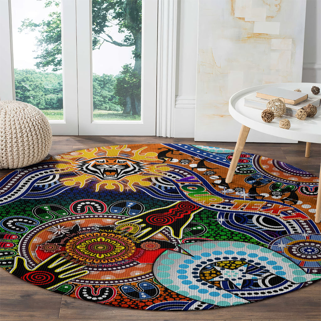 Personalised Tigers NAIDOC Week 2024 Round Carpet Australia Aboriginal Dot Painting
