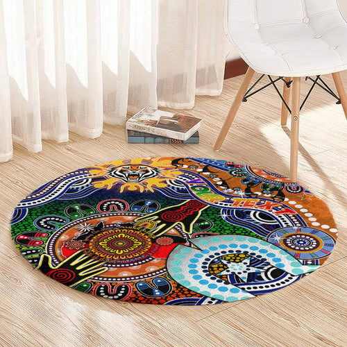 Personalised Tigers NAIDOC Week 2024 Round Carpet Australia Aboriginal Dot Painting