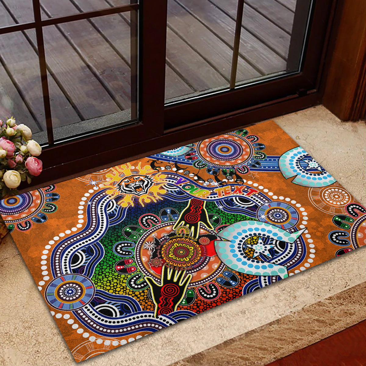 Personalised Tigers NAIDOC Week 2024 Rubber Doormat Australia Aboriginal Dot Painting