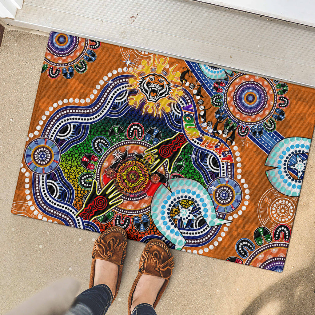 Personalised Tigers NAIDOC Week 2024 Rubber Doormat Australia Aboriginal Dot Painting