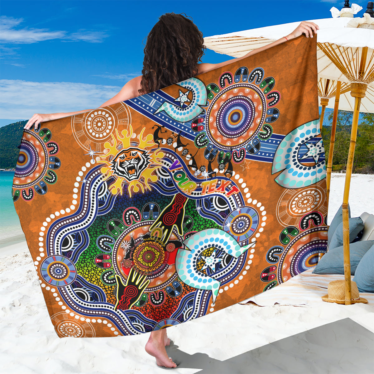 Personalised Tigers NAIDOC Week 2024 Sarong Australia Aboriginal Dot Painting
