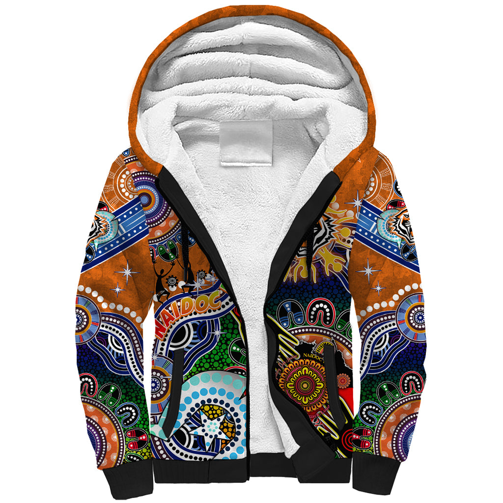Personalised Tigers NAIDOC Week 2024 Sherpa Hoodie Australia Aboriginal Dot Painting