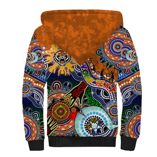Personalised Tigers NAIDOC Week 2024 Sherpa Hoodie Australia Aboriginal Dot Painting