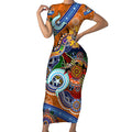 Personalised Tigers NAIDOC Week 2024 Short Sleeve Bodycon Dress Australia Aboriginal Dot Painting