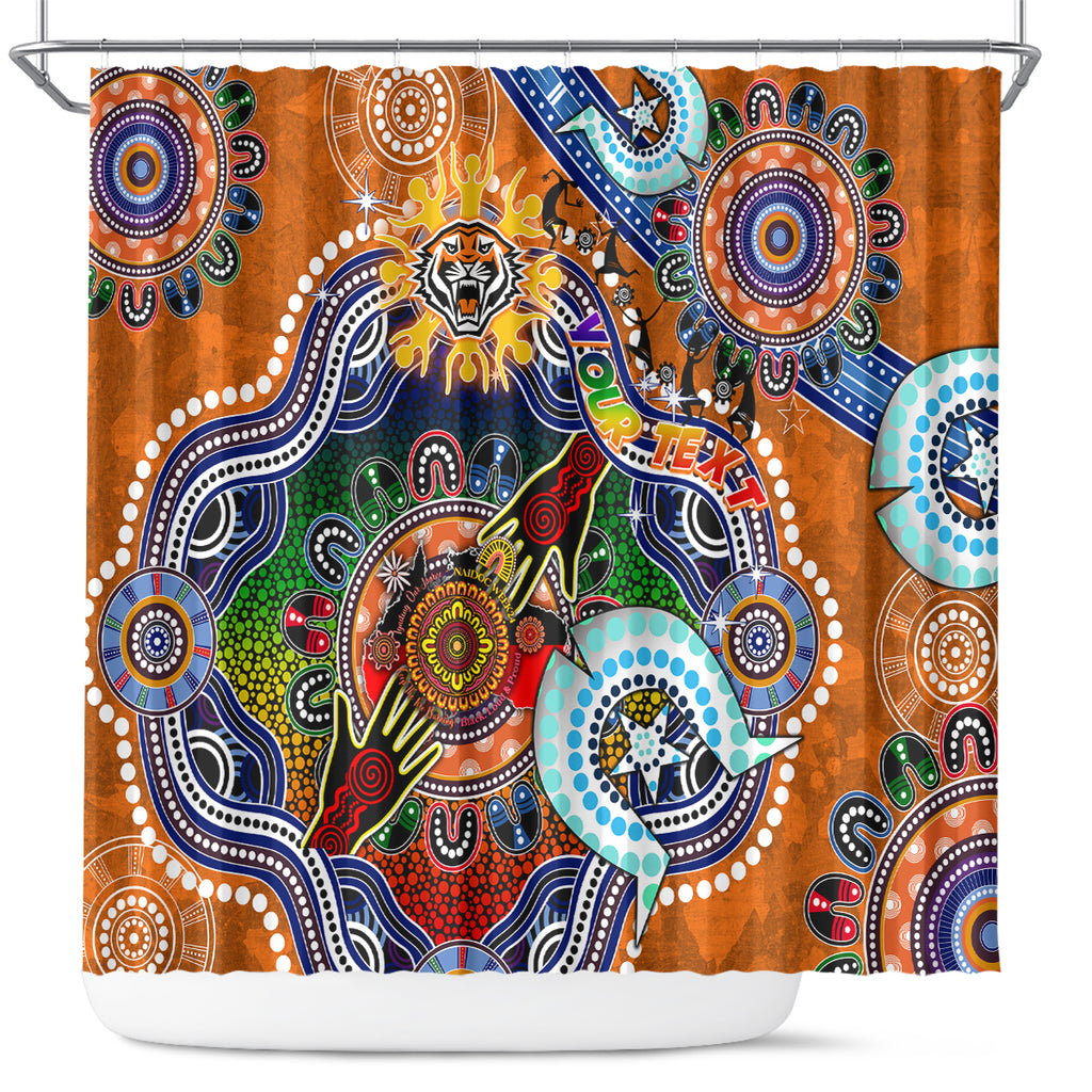 Personalised Tigers NAIDOC Week 2024 Shower Curtain Australia Aboriginal Dot Painting