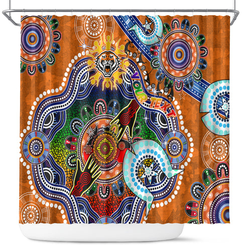 Personalised Tigers NAIDOC Week 2024 Shower Curtain Australia Aboriginal Dot Painting