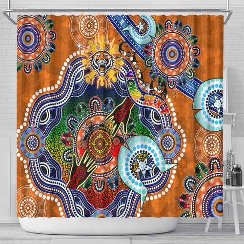 Personalised Tigers NAIDOC Week 2024 Shower Curtain Australia Aboriginal Dot Painting