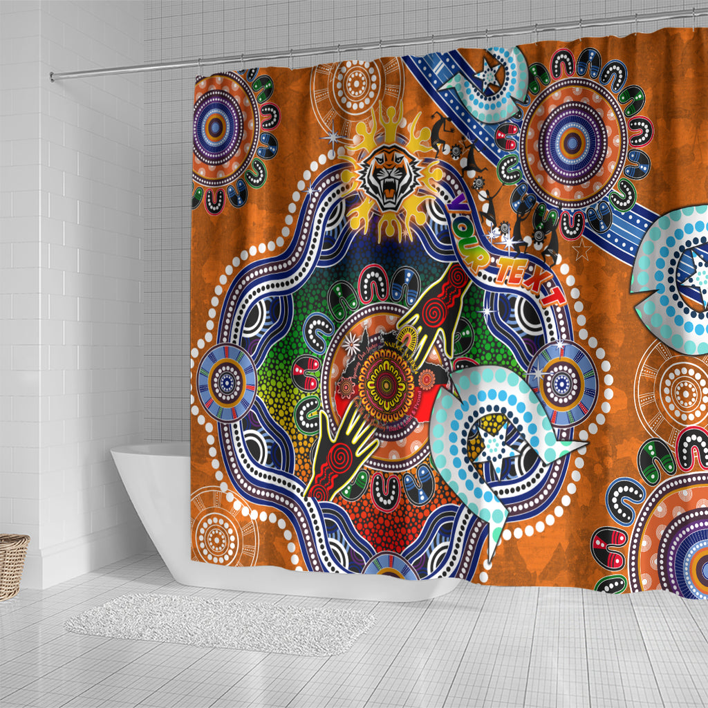 Personalised Tigers NAIDOC Week 2024 Shower Curtain Australia Aboriginal Dot Painting