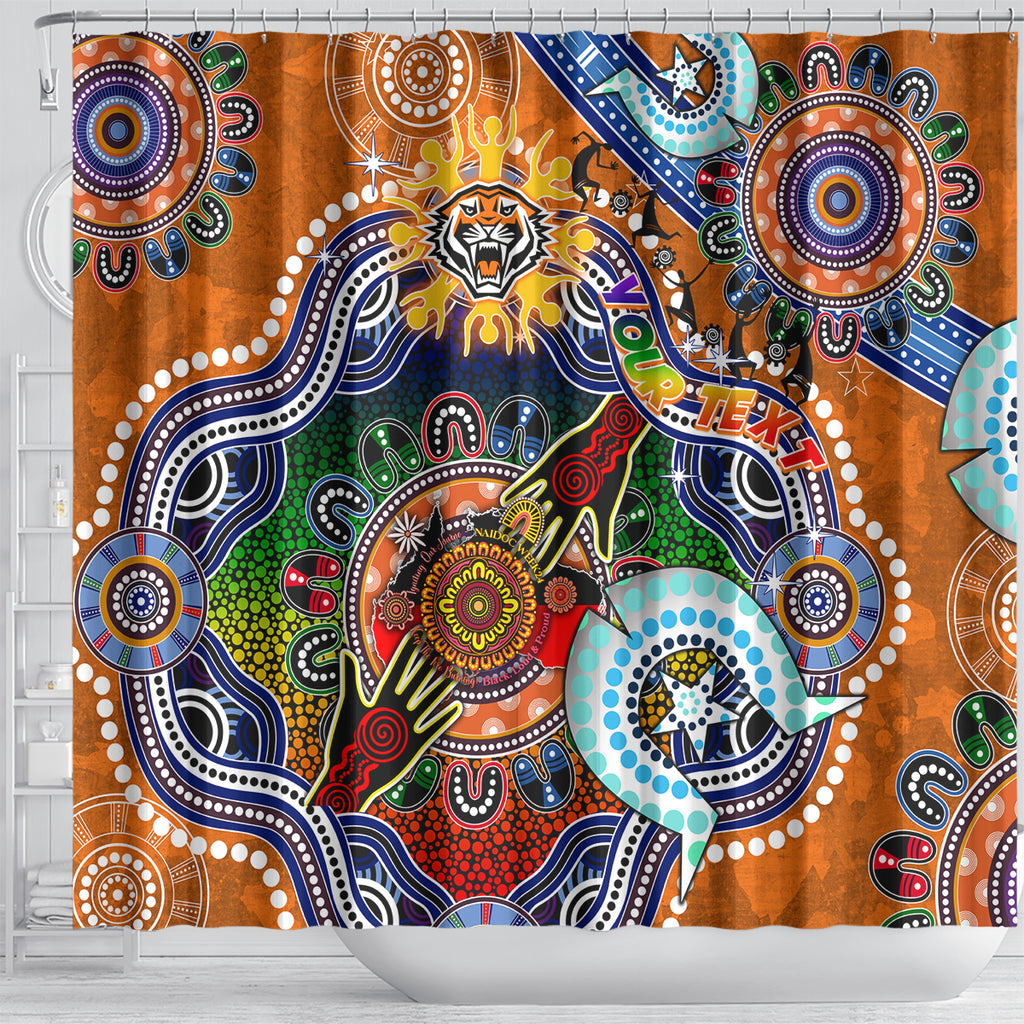 Personalised Tigers NAIDOC Week 2024 Shower Curtain Australia Aboriginal Dot Painting