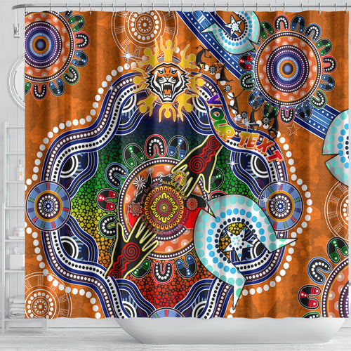Personalised Tigers NAIDOC Week 2024 Shower Curtain Australia Aboriginal Dot Painting
