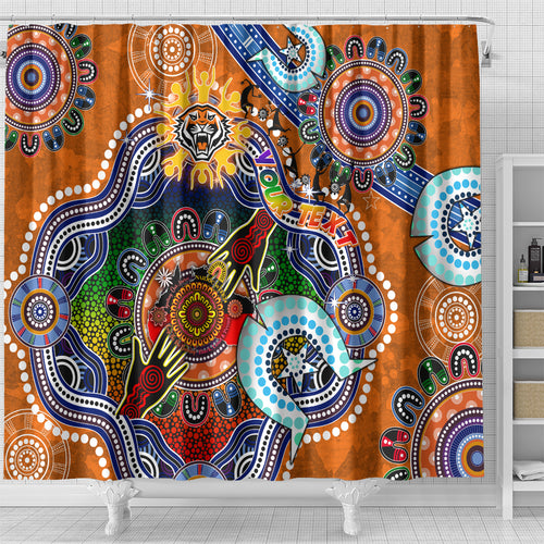 Personalised Tigers NAIDOC Week 2024 Shower Curtain Australia Aboriginal Dot Painting