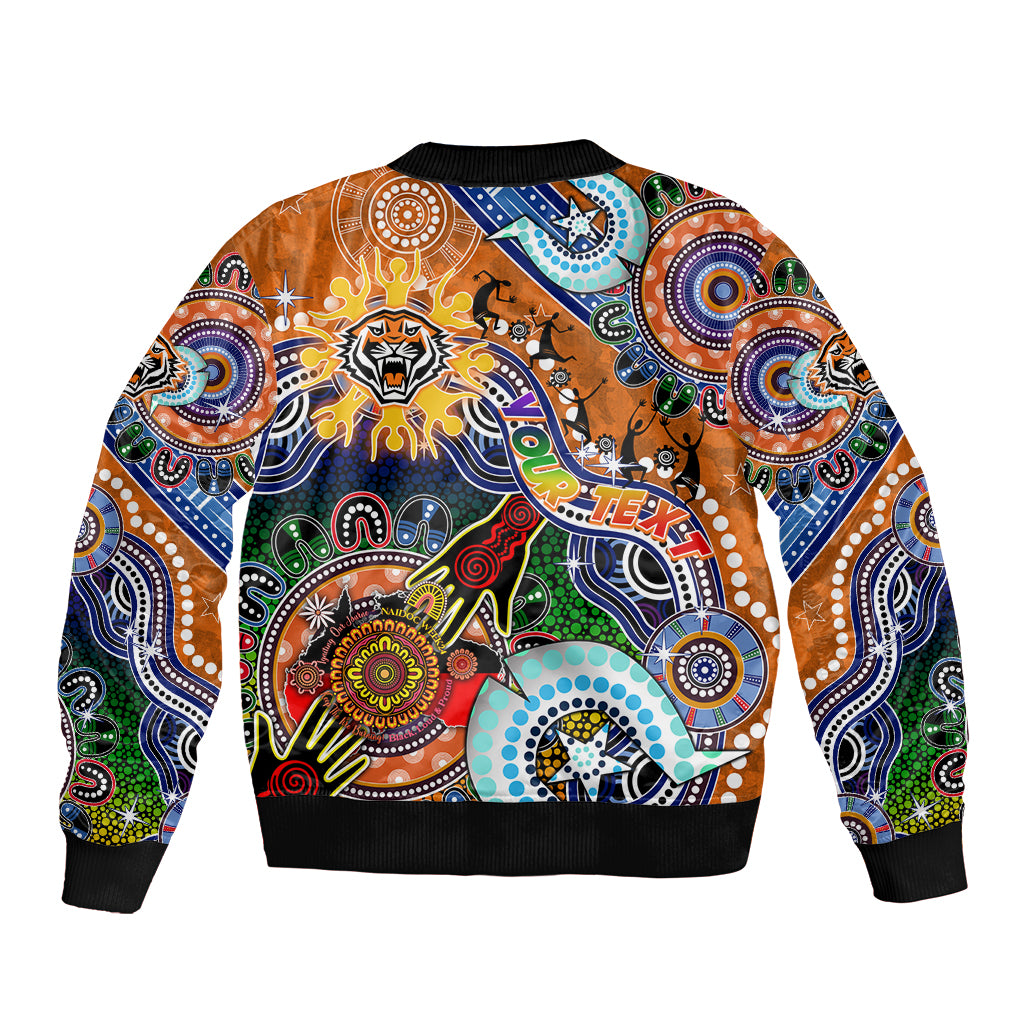 Personalised Tigers NAIDOC Week 2024 Sleeve Zip Bomber Jacket Australia Aboriginal Dot Painting