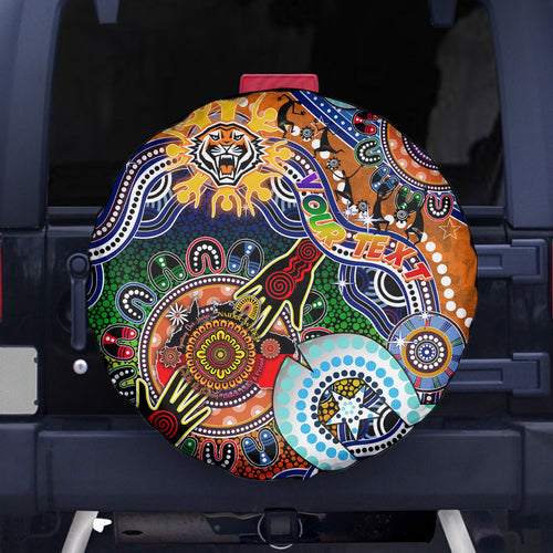 Personalised Tigers NAIDOC Week 2024 Spare Tire Cover Australia Aboriginal Dot Painting