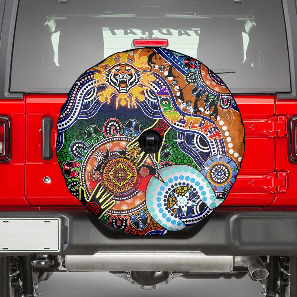 Personalised Tigers NAIDOC Week 2024 Spare Tire Cover Australia Aboriginal Dot Painting