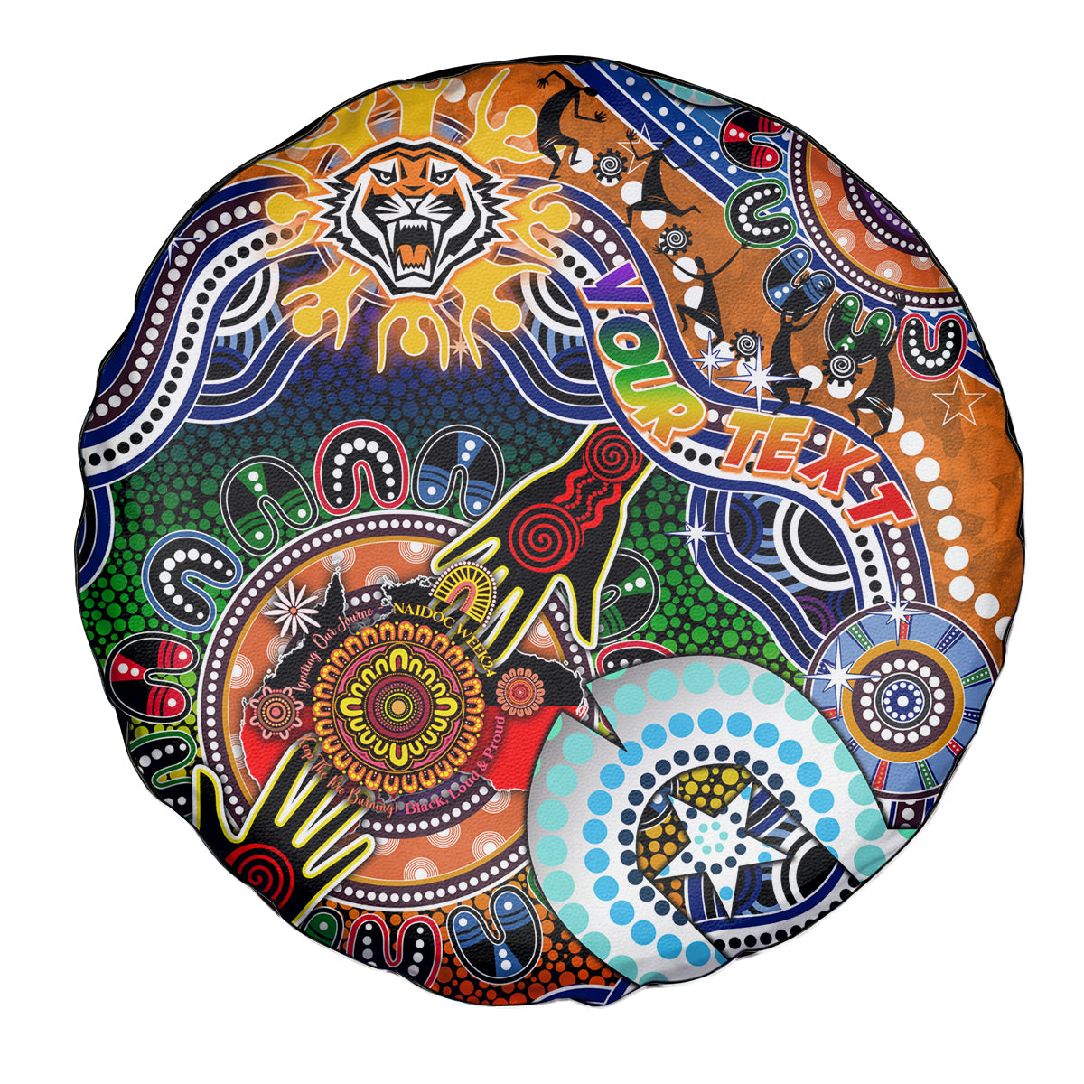 Personalised Tigers NAIDOC Week 2024 Spare Tire Cover Australia Aboriginal Dot Painting