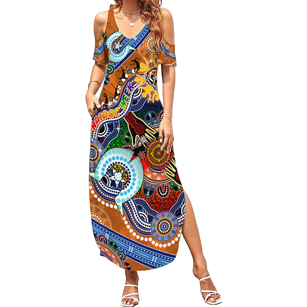 Personalised Tigers NAIDOC Week 2024 Summer Maxi Dress Australia Aboriginal Dot Painting