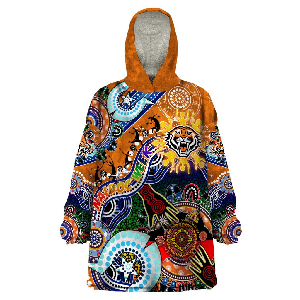 Personalised Tigers NAIDOC Week 2024 Wearable Blanket Hoodie Australia Aboriginal Dot Painting