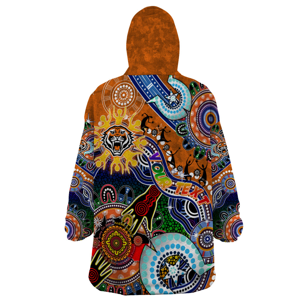 Personalised Tigers NAIDOC Week 2024 Wearable Blanket Hoodie Australia Aboriginal Dot Painting