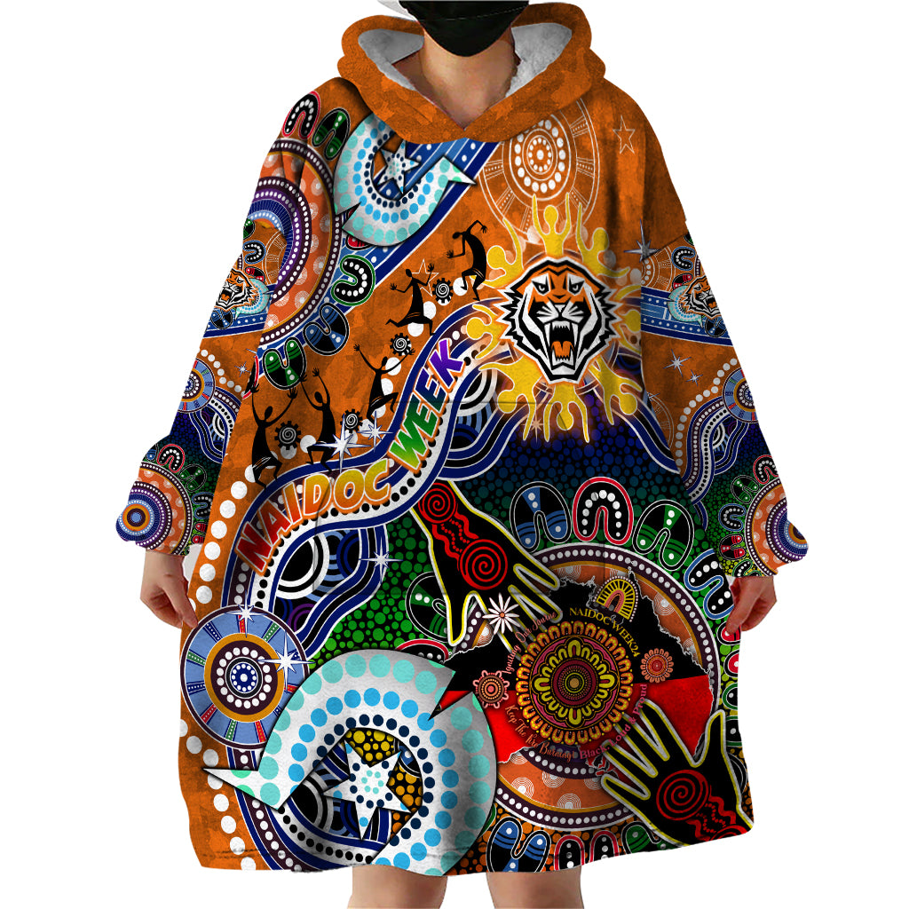 Personalised Tigers NAIDOC Week 2024 Wearable Blanket Hoodie Australia Aboriginal Dot Painting