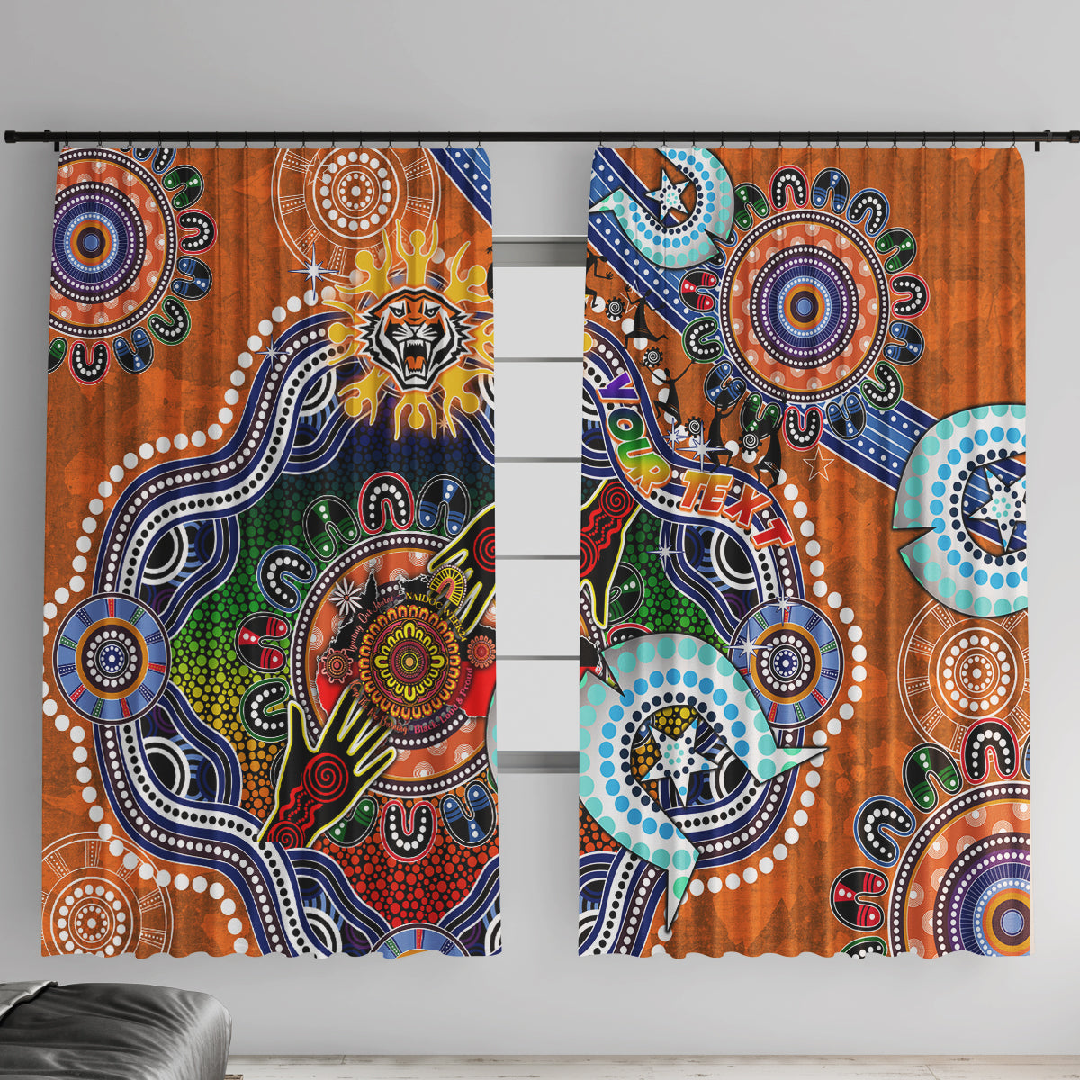 Personalised Tigers NAIDOC Week 2024 Window Curtain Australia Aboriginal Dot Painting
