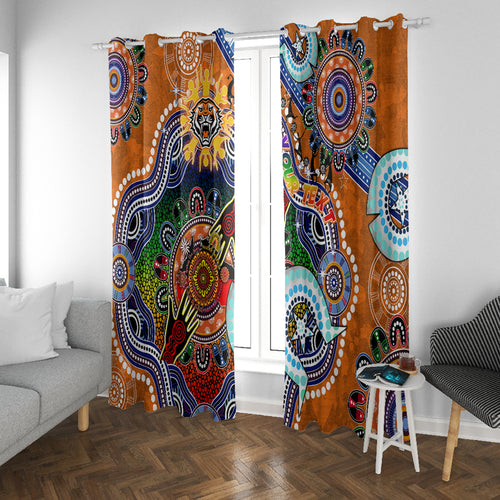 Personalised Tigers NAIDOC Week 2024 Window Curtain Australia Aboriginal Dot Painting