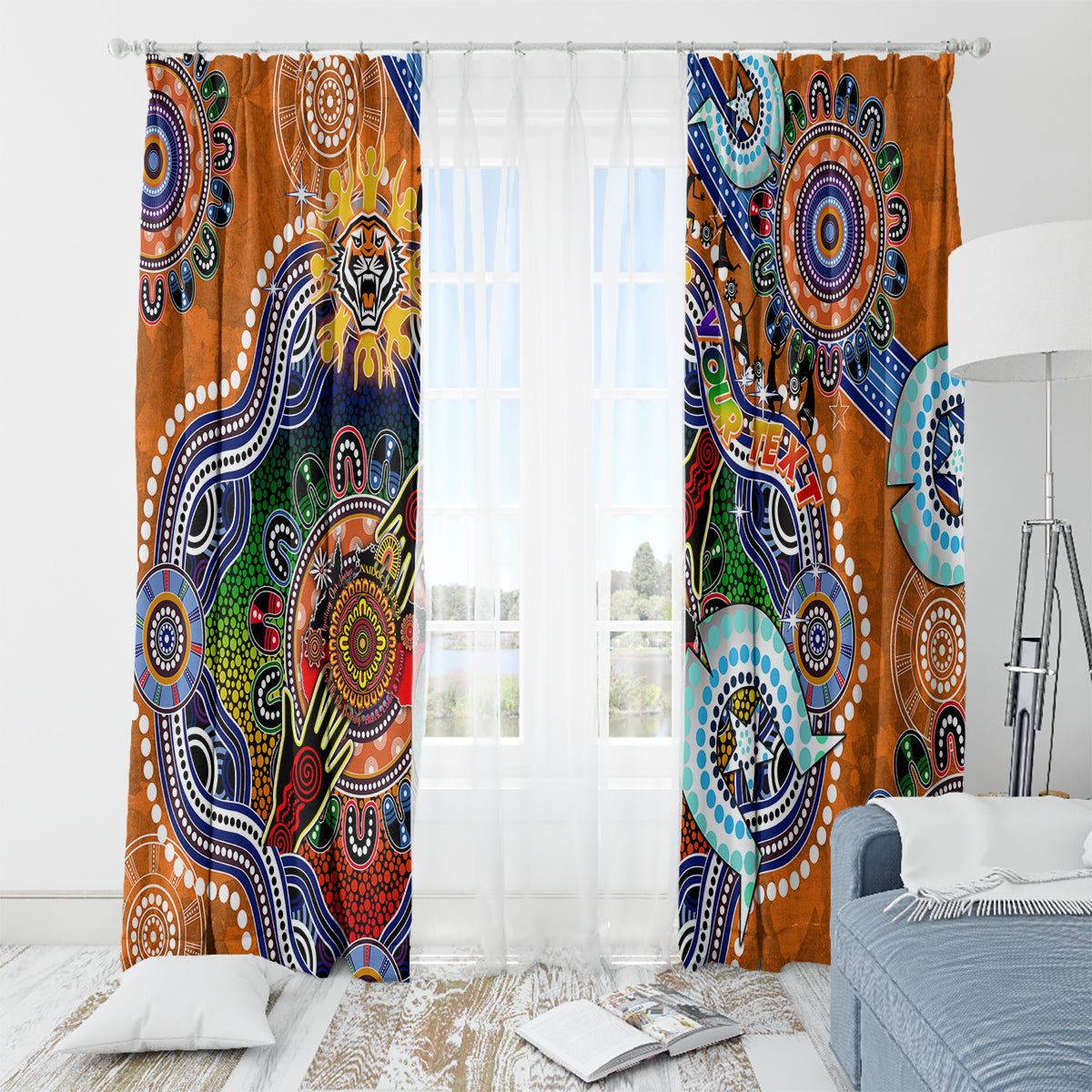 Personalised Tigers NAIDOC Week 2024 Window Curtain Australia Aboriginal Dot Painting