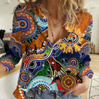 Personalised Tigers NAIDOC Week 2024 Women Casual Shirt Australia Aboriginal Dot Painting