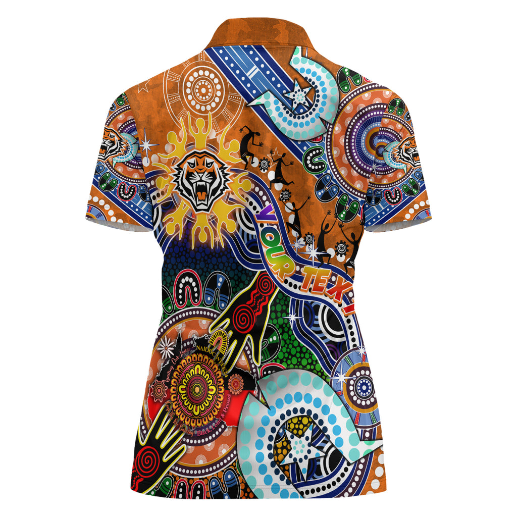 Personalised Tigers NAIDOC Week 2024 Women Polo Shirt Australia Aboriginal Dot Painting