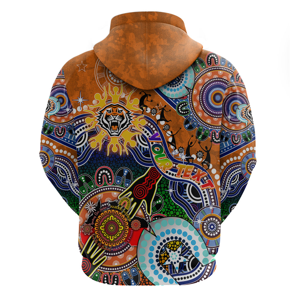 Personalised Tigers NAIDOC Week 2024 Zip Hoodie Australia Aboriginal Dot Painting