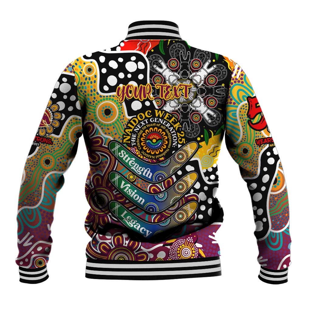 Personalised Broncos NRL Celebrating 50 Years of Naidoc Baseball Jacket NAIDOC Week 2025 Aboriginal