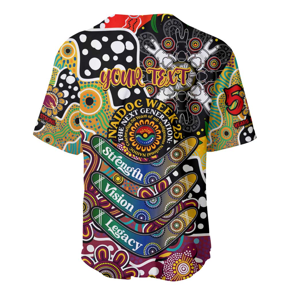 Personalised Broncos NRL Celebrating 50 Years of Naidoc Baseball Jersey NAIDOC Week 2025 Aboriginal
