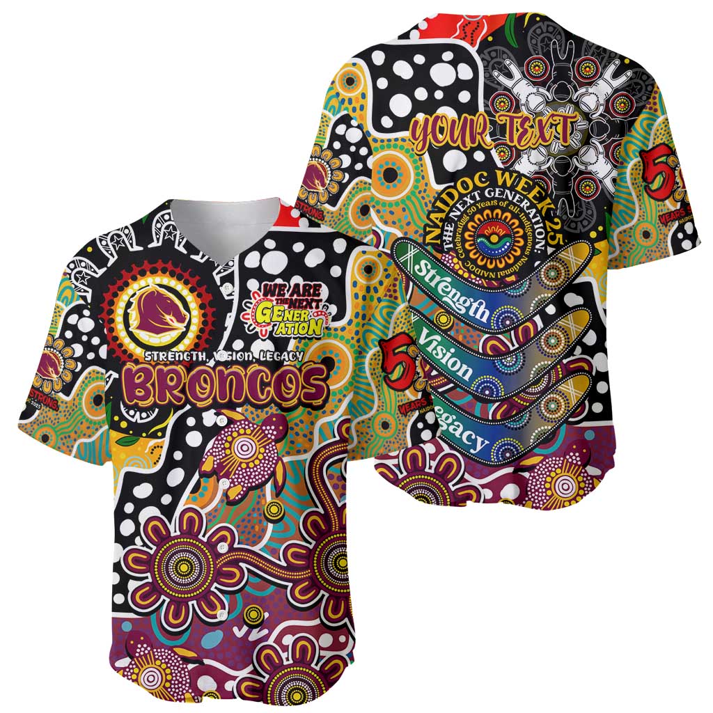 Personalised Broncos NRL Celebrating 50 Years of Naidoc Baseball Jersey NAIDOC Week 2025 Aboriginal