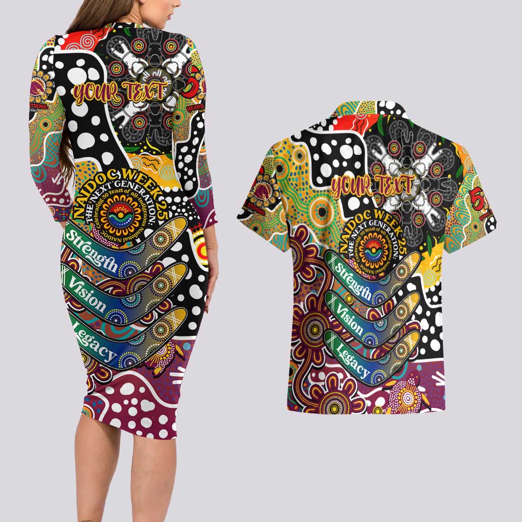 Personalised Broncos NRL Celebrating 50 Years of Naidoc Couples Matching Long Sleeve Bodycon Dress and Hawaiian Shirt NAIDOC Week 2025 Aboriginal