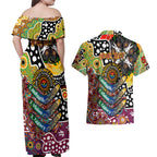 Personalised Broncos NRL Celebrating 50 Years of Naidoc Couples Matching Off Shoulder Maxi Dress and Hawaiian Shirt NAIDOC Week 2025 Aboriginal