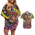 Personalised Broncos NRL Celebrating 50 Years of Naidoc Couples Matching Off Shoulder Short Dress and Hawaiian Shirt NAIDOC Week 2025 Aboriginal