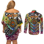 Personalised Broncos NRL Celebrating 50 Years of Naidoc Couples Matching Off Shoulder Short Dress and Long Sleeve Button Shirt NAIDOC Week 2025 Aboriginal