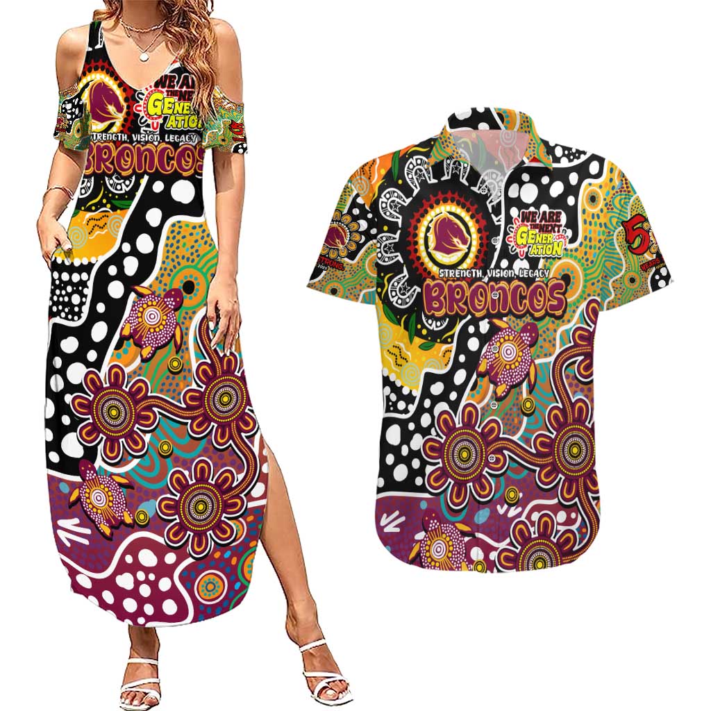 Personalised Broncos NRL Celebrating 50 Years of Naidoc Couples Matching Summer Maxi Dress and Hawaiian Shirt NAIDOC Week 2025 Aboriginal