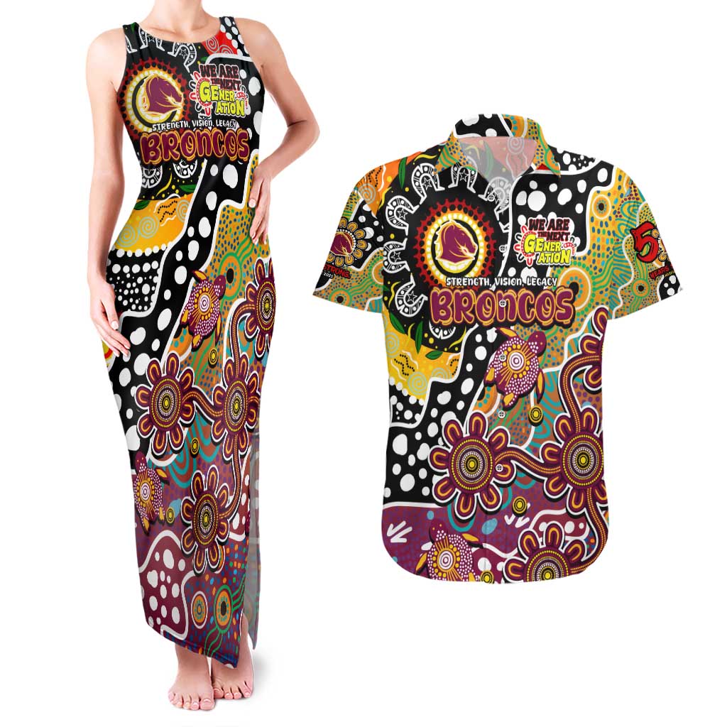 Personalised Broncos NRL Celebrating 50 Years of Naidoc Couples Matching Tank Maxi Dress and Hawaiian Shirt NAIDOC Week 2025 Aboriginal