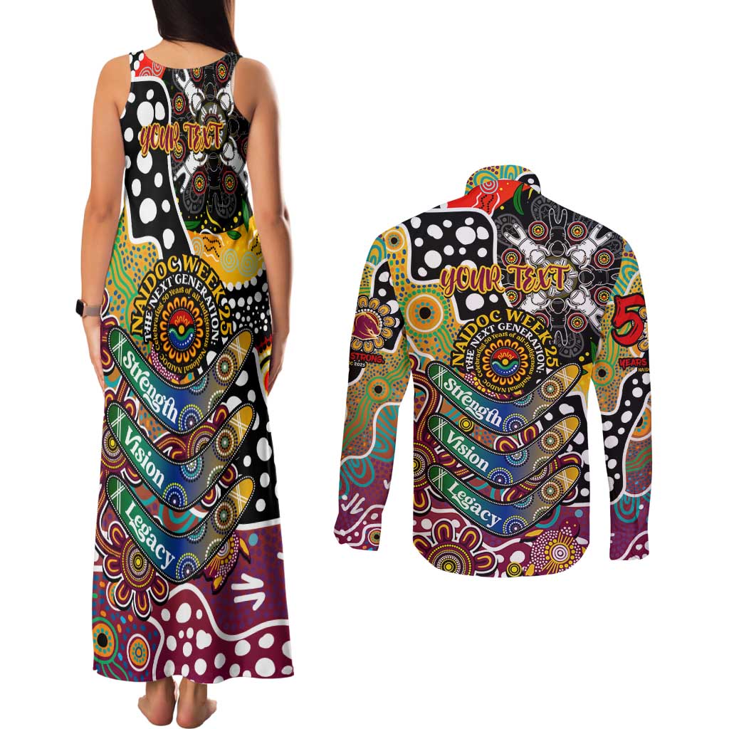 Personalised Broncos NRL Celebrating 50 Years of Naidoc Couples Matching Tank Maxi Dress and Long Sleeve Button Shirt NAIDOC Week 2025 Aboriginal
