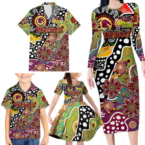 Personalised Broncos NRL Celebrating 50 Years of Naidoc Family Matching Long Sleeve Bodycon Dress and Hawaiian Shirt NAIDOC Week 2025 Aboriginal