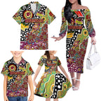 Personalised Broncos NRL Celebrating 50 Years of Naidoc Family Matching Off The Shoulder Long Sleeve Dress and Hawaiian Shirt NAIDOC Week 2025 Aboriginal