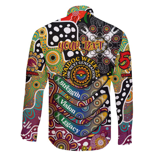 Personalised Broncos NRL Celebrating 50 Years of Naidoc Family Matching Off The Shoulder Long Sleeve Dress and Hawaiian Shirt NAIDOC Week 2025 Aboriginal