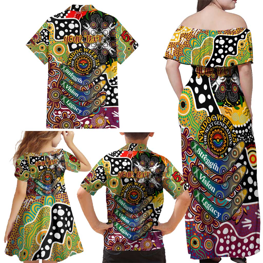Personalised Broncos NRL Celebrating 50 Years of Naidoc Family Matching Off Shoulder Maxi Dress and Hawaiian Shirt NAIDOC Week 2025 Aboriginal